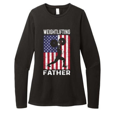 Weightlifting Father Dad Usa Flag 4th Of July Gift Womens CVC Long Sleeve Shirt