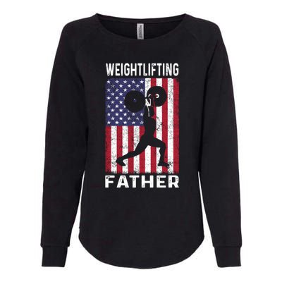 Weightlifting Father Dad Usa Flag 4th Of July Gift Womens California Wash Sweatshirt