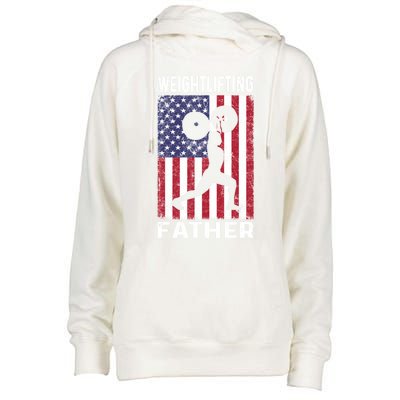 Weightlifting Father Dad Usa Flag 4th Of July Gift Womens Funnel Neck Pullover Hood