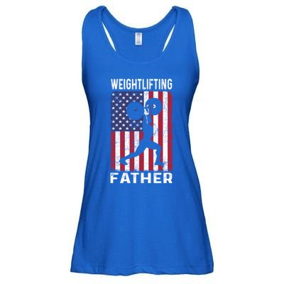 Weightlifting Father Dad Usa Flag 4th Of July Gift Ladies Essential Flowy Tank