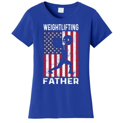 Weightlifting Father Dad Usa Flag 4th Of July Gift Women's T-Shirt