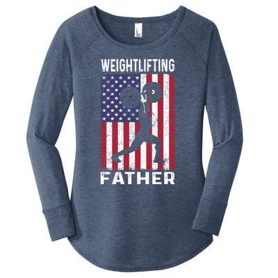 Weightlifting Father Dad Usa Flag 4th Of July Gift Women's Perfect Tri Tunic Long Sleeve Shirt