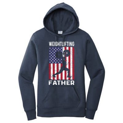 Weightlifting Father Dad Usa Flag 4th Of July Gift Women's Pullover Hoodie