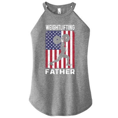 Weightlifting Father Dad Usa Flag 4th Of July Gift Women's Perfect Tri Rocker Tank