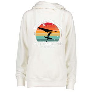 Wing Foiling Dad Like A Regular Dad But Cooler Womens Funnel Neck Pullover Hood