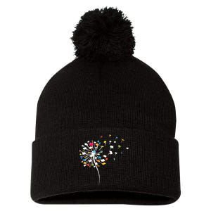 Womens Funny Dandelion Books Gift For Reading Lover Women Girl VNeck Pom Pom 12in Knit Beanie