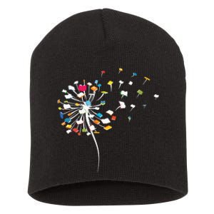 Womens Funny Dandelion Books Gift For Reading Lover Women Girl VNeck Short Acrylic Beanie