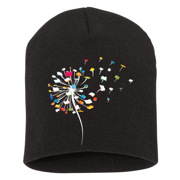 Womens Funny Dandelion Books Gift For Reading Lover Women Girl VNeck Short Acrylic Beanie