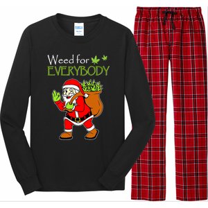 Weeds For Everybody Funny Cannabis Marijuana Christmas Xmas Santa Claus Long Sleeve Pajama Set