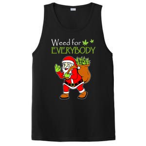 Weeds For Everybody Funny Cannabis Marijuana Christmas Xmas Santa Claus PosiCharge Competitor Tank