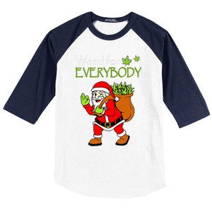 Weeds For Everybody Funny Cannabis Marijuana Christmas Xmas Santa Claus Baseball Sleeve Shirt