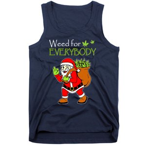 Weeds For Everybody Funny Cannabis Marijuana Christmas Xmas Santa Claus Tank Top