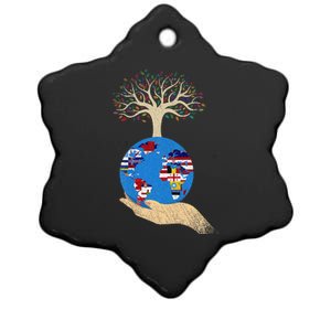 World Flags Environmental Awareness Earth Day Ceramic Star Ornament