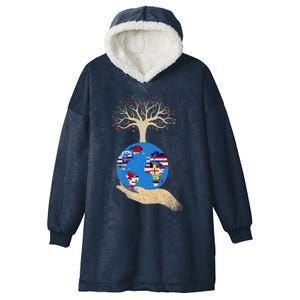 World Flags Environmental Awareness Earth Day Hooded Wearable Blanket