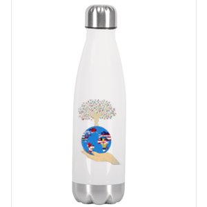 World Flags Environmental Awareness Earth Day Stainless Steel Insulated Water Bottle