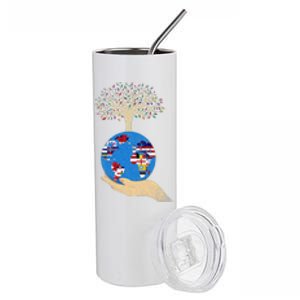 World Flags Environmental Awareness Earth Day Stainless Steel Tumbler