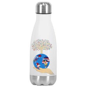 World Flags Environmental Awareness Earth Day Stainless Steel Insulated Water Bottle