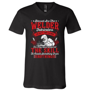 Welder Fabricators Funny Welders Welding Backside V-Neck T-Shirt