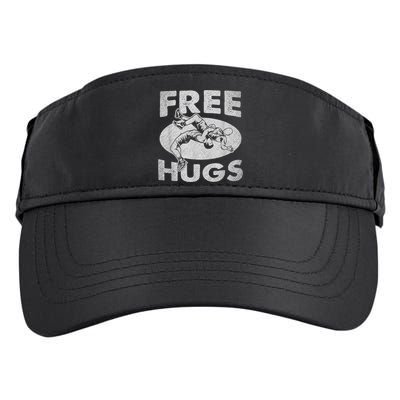 Wrestling Funny Free Hugs Wrestling Adult Drive Performance Visor