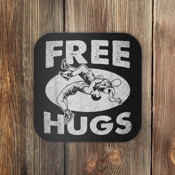 Wrestling Funny Free Hugs Wrestling Coaster