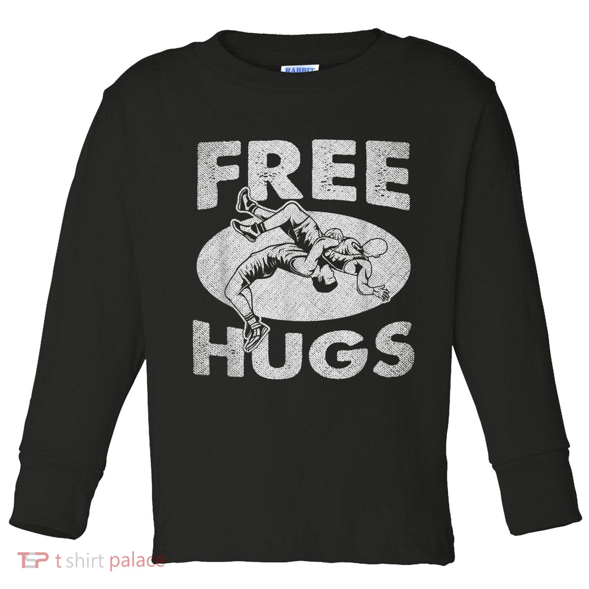 Wrestling Funny Free Hugs Wrestling Toddler Long Sleeve Shirt