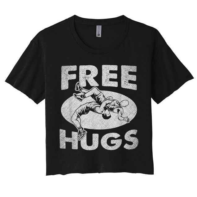 Wrestling Funny Free Hugs Wrestling Crop Top