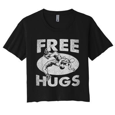 Wrestling Funny Free Hugs Wrestling Women's Crop Top Tee