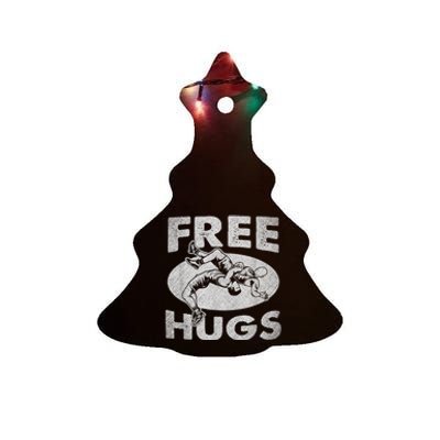 Wrestling Funny Free Hugs Wrestling Ceramic Tree Ornament