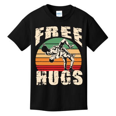 Wrestling Funny Free Hugs Wrestling 3744 Kids T-Shirt