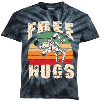 Wrestling Funny Free Hugs Wrestling 3744 Kids Tie-Dye T-Shirt