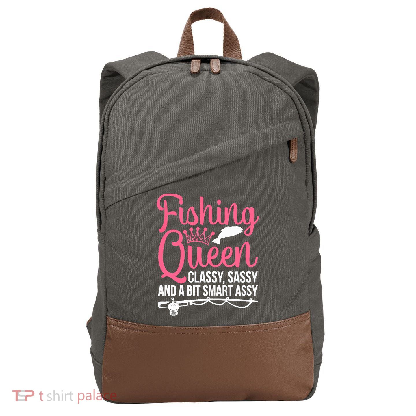 Wo Fishing for Girl Fish Bass Fishing Cotton Canvas Backpack