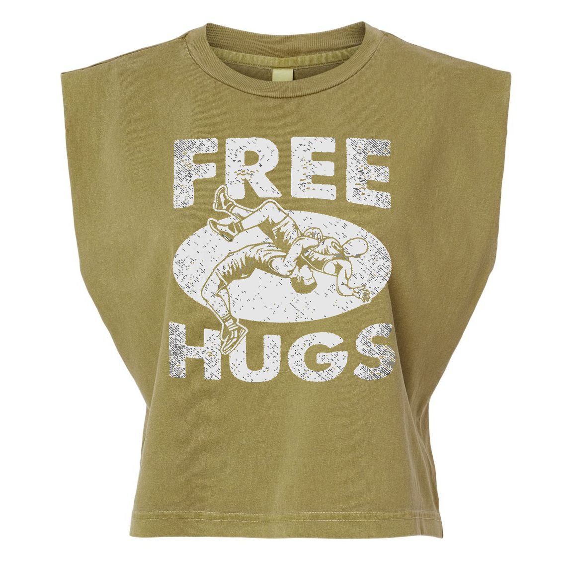 Wrestling Funny Free Hugs Wrestling Garment-Dyed Women's Muscle Tee