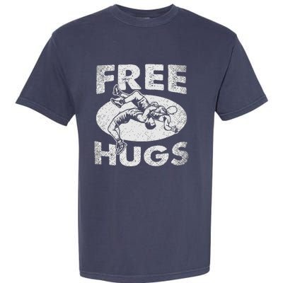 Wrestling Funny Free Hugs Wrestling Garment-Dyed Heavyweight T-Shirt