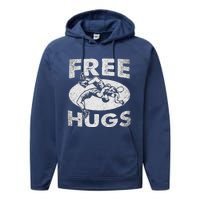 Wrestling Funny Free Hugs Wrestling Performance Fleece Hoodie