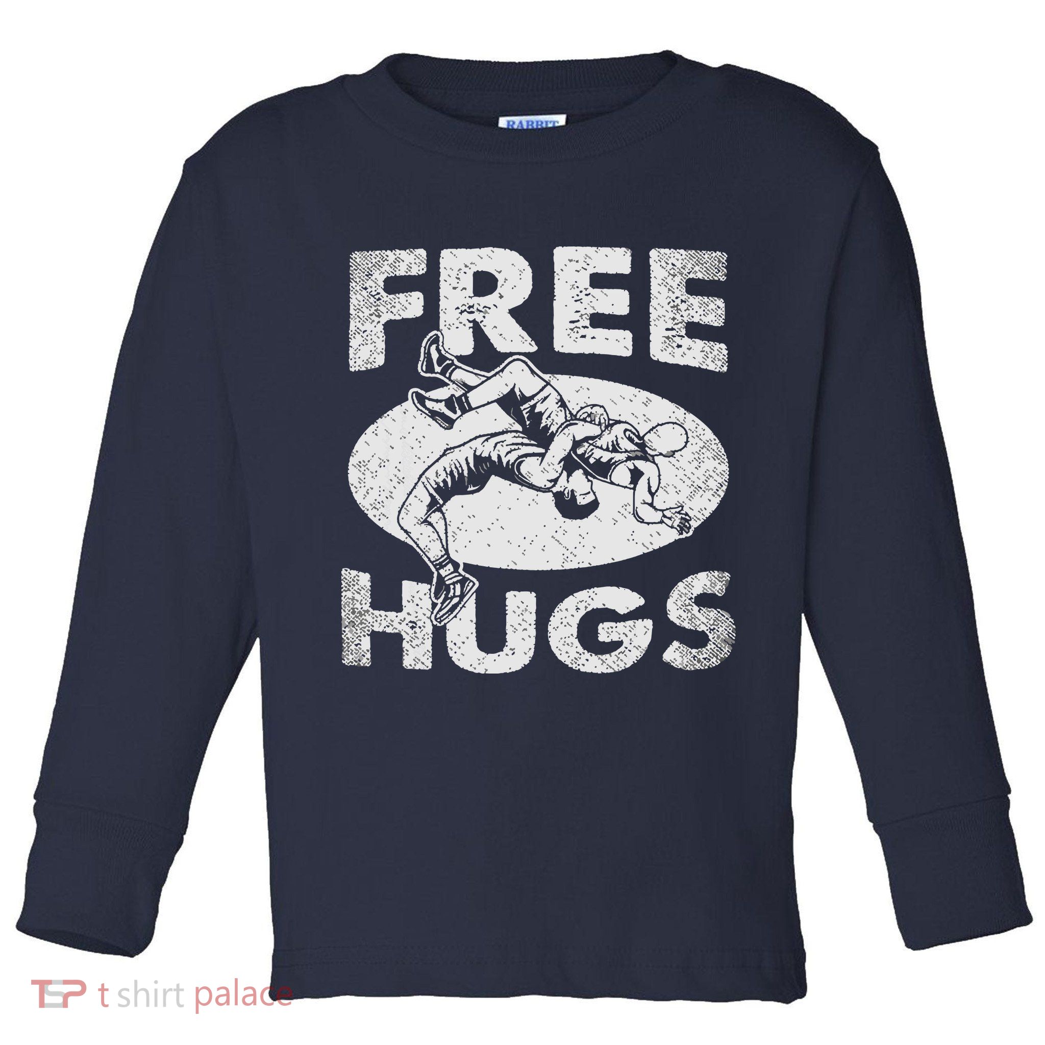 Wrestling Funny Free Hugs Wrestling Toddler Long Sleeve Shirt