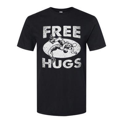 Wrestling Funny Free Hugs Wrestling Softstyle CVC T-Shirt