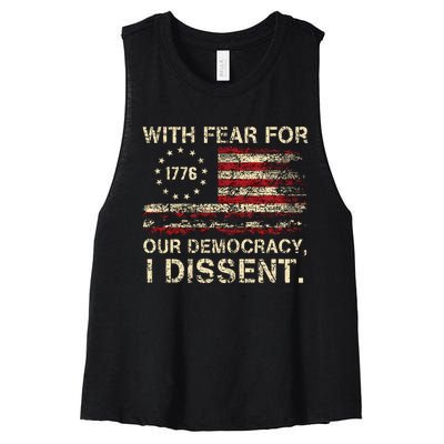 With Fear For Our Democracy I Dissent Women's Racerback Cropped Tank