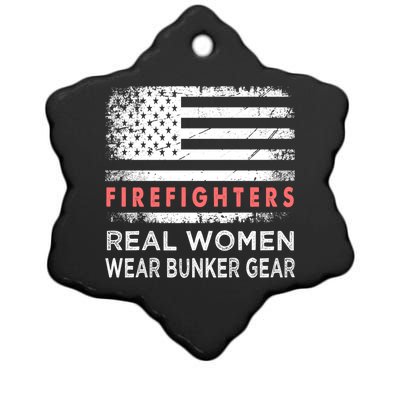 Womens Firefighter Female Fire Fighter Firefighting Mom Funny Gift Ceramic Star Ornament