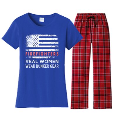 Womens Firefighter Female Fire Fighter Firefighting Mom Funny Gift Women's Flannel Pajama Set