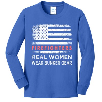 Womens Firefighter Female Fire Fighter Firefighting Mom Funny Gift Kids Long Sleeve Shirt