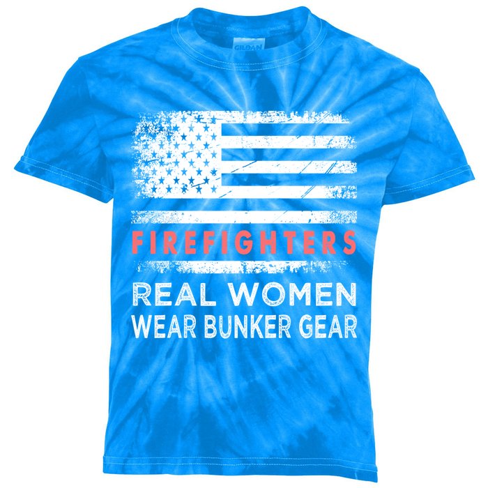 Womens Firefighter Female Fire Fighter Firefighting Mom Funny Gift Kids Tie-Dye T-Shirt