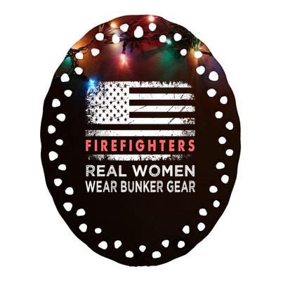 Womens Firefighter Female Fire Fighter Firefighting Mom Funny Gift Ceramic Oval Ornament