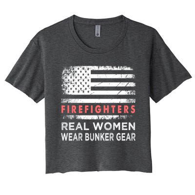 Womens Firefighter Female Fire Fighter Firefighting Mom Funny Gift Women's Crop Top Tee