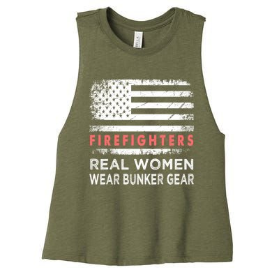 Womens Firefighter Female Fire Fighter Firefighting Mom Funny Gift Women's Racerback Cropped Tank