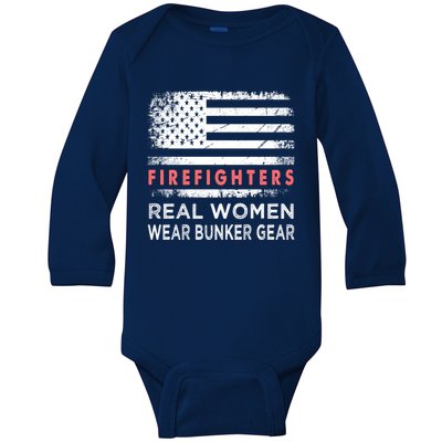 Womens Firefighter Female Fire Fighter Firefighting Mom Funny Gift Baby Long Sleeve Bodysuit