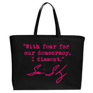 With Fear For Our Democracy I Dissent Cotton Canvas Jumbo Tote