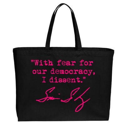 With Fear For Our Democracy I Dissent Cotton Canvas Jumbo Tote