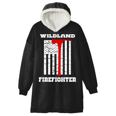 Wildland Firefighter Flag With Pulaski Hooded Gift Hooded Wearable Blanket