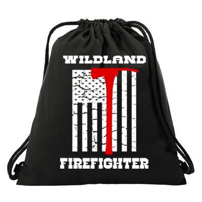 Wildland Firefighter Flag With Pulaski Hooded Gift Drawstring Bag