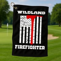 Wildland Firefighter Flag With Pulaski Hooded Gift Golf Towel